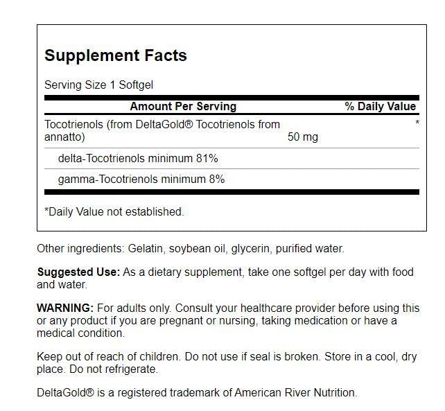 Swanson Deltagold Tocotrienols Annatto 50mg | 3 Pack – Supports Cholesterol