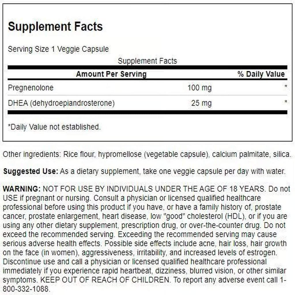 Swanson DHEA and Pregnenolone Complex 60 Veg Capsules (2 Pack) – Hormone Support