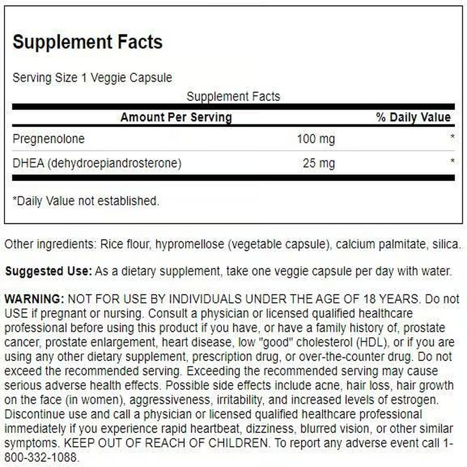Swanson DHEA and Pregnenolone Complex 60 Veg Capsules (2 Pack) – Hormone Support