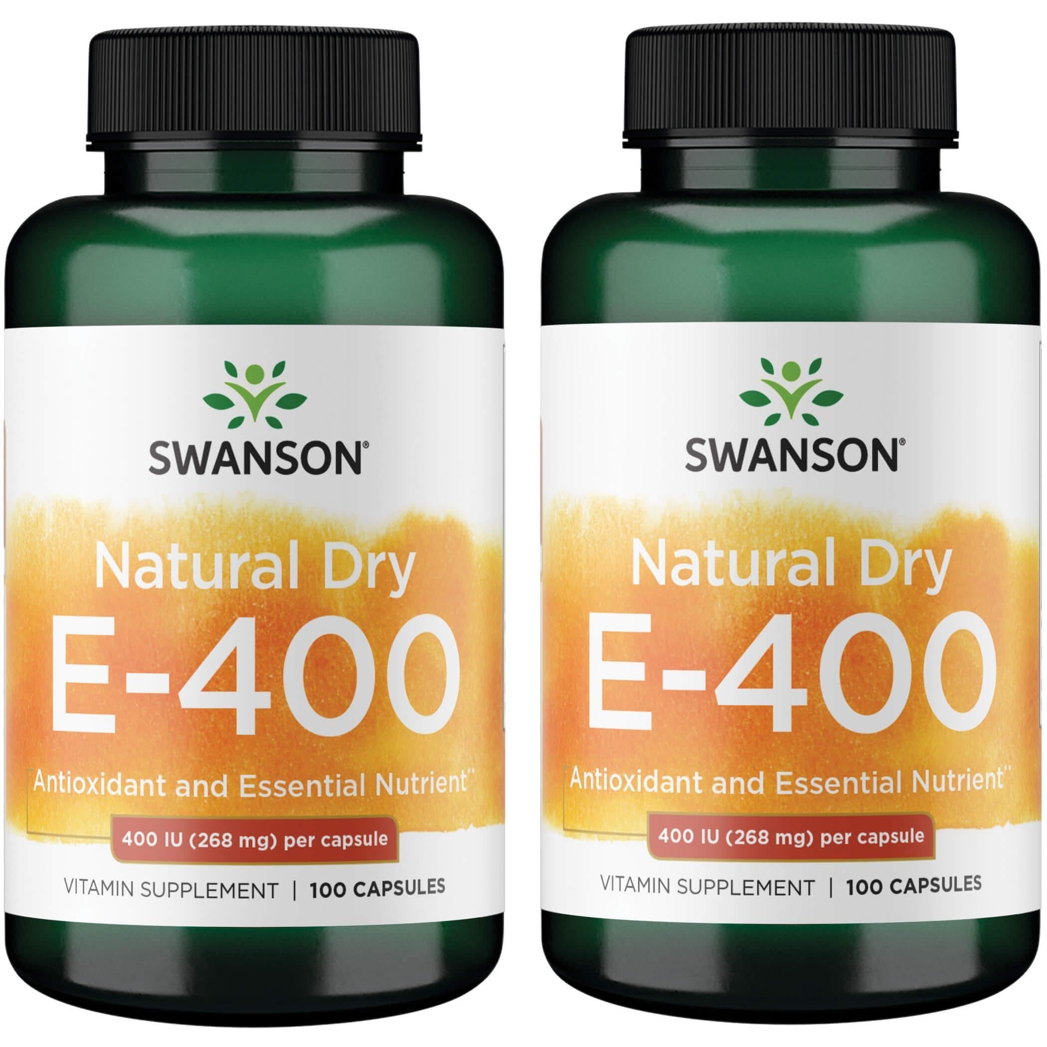 Swanson Natural Dry Vitamin E 400 IU (180.2 mg) – 100 Capsules, 2 Pack