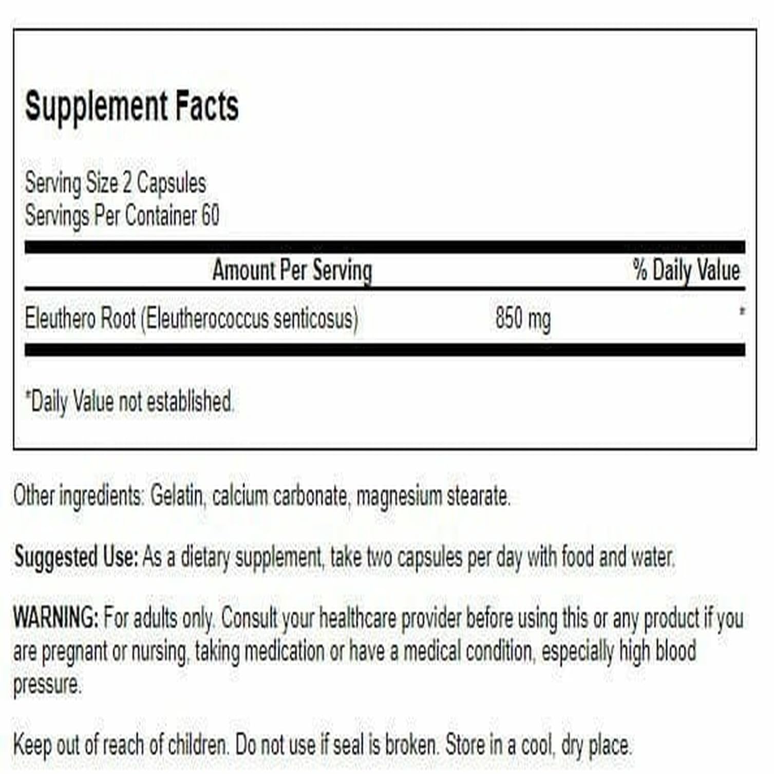 Swanson Eleuthero Root 425 Milligrams - 120 Capsules