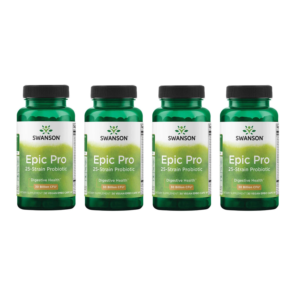 Swanson Epic-Pro 25-Strain Probiotic – 30B CFU, DRcaps, 4-Pack