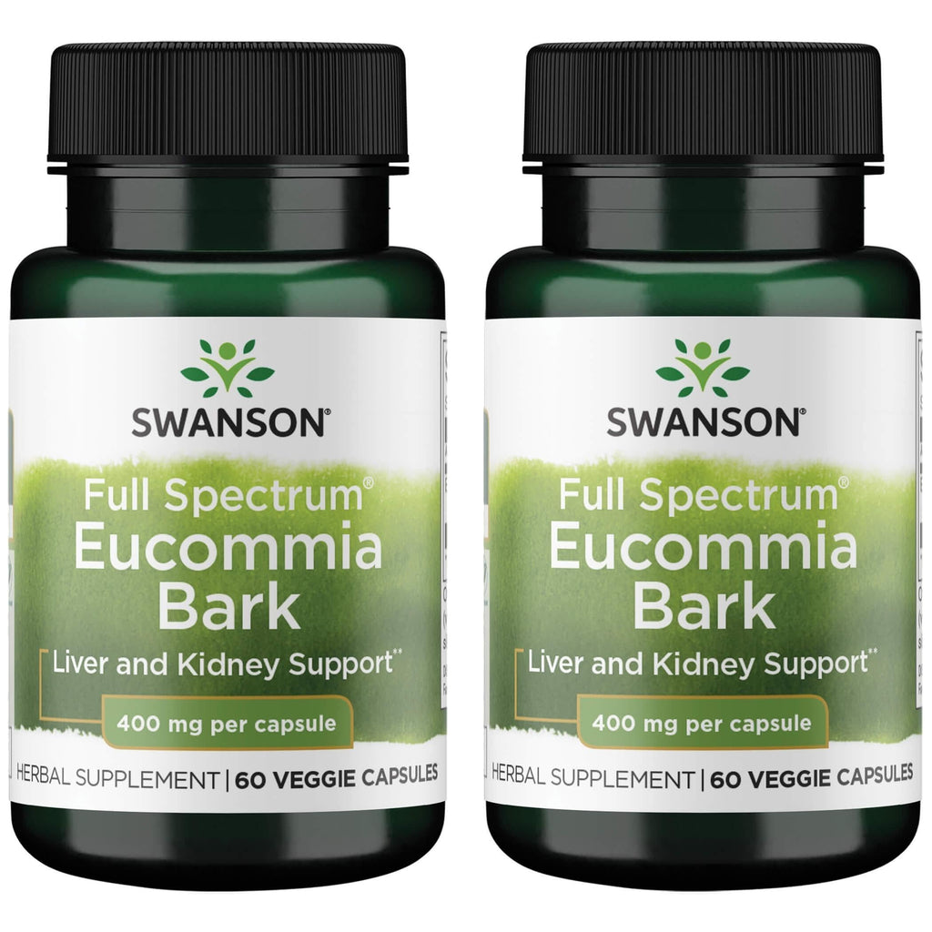Swanson Full Spectrum Eucommia Bark 400 mg – 60 Veg Caps (2 Pack)