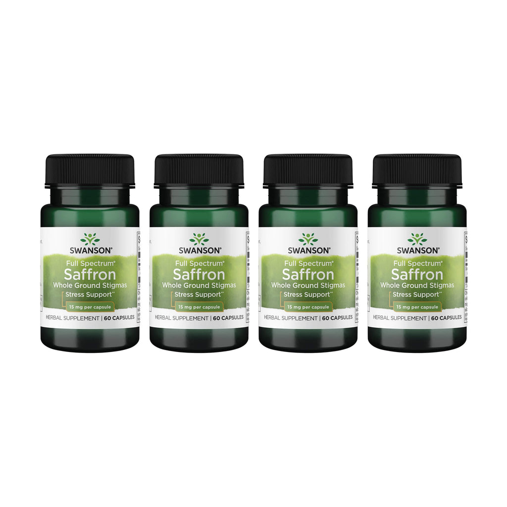 Swanson Full Spectrum Saffron – Whole Ground Stigmas, 60 Veggie Capsules, 4 Pack