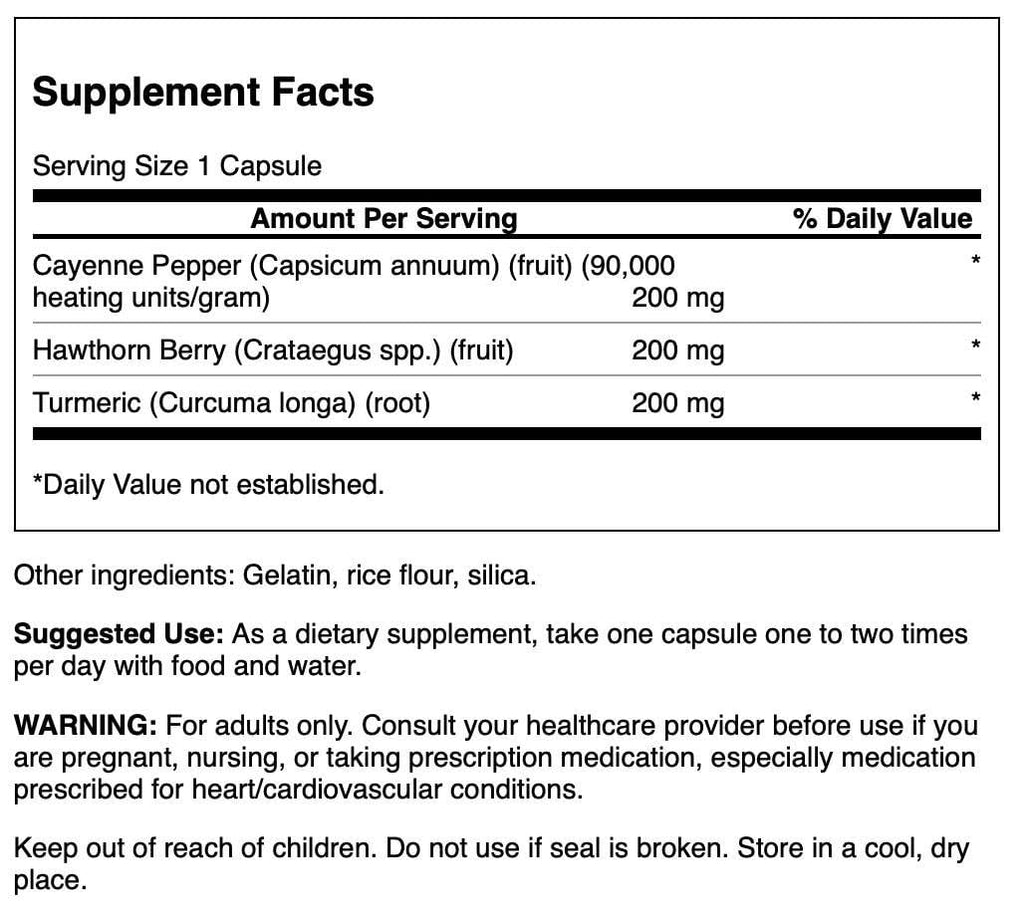 Swanson Full Spectrum Turmeric Hawthorn & Cayenne 60 Capsules