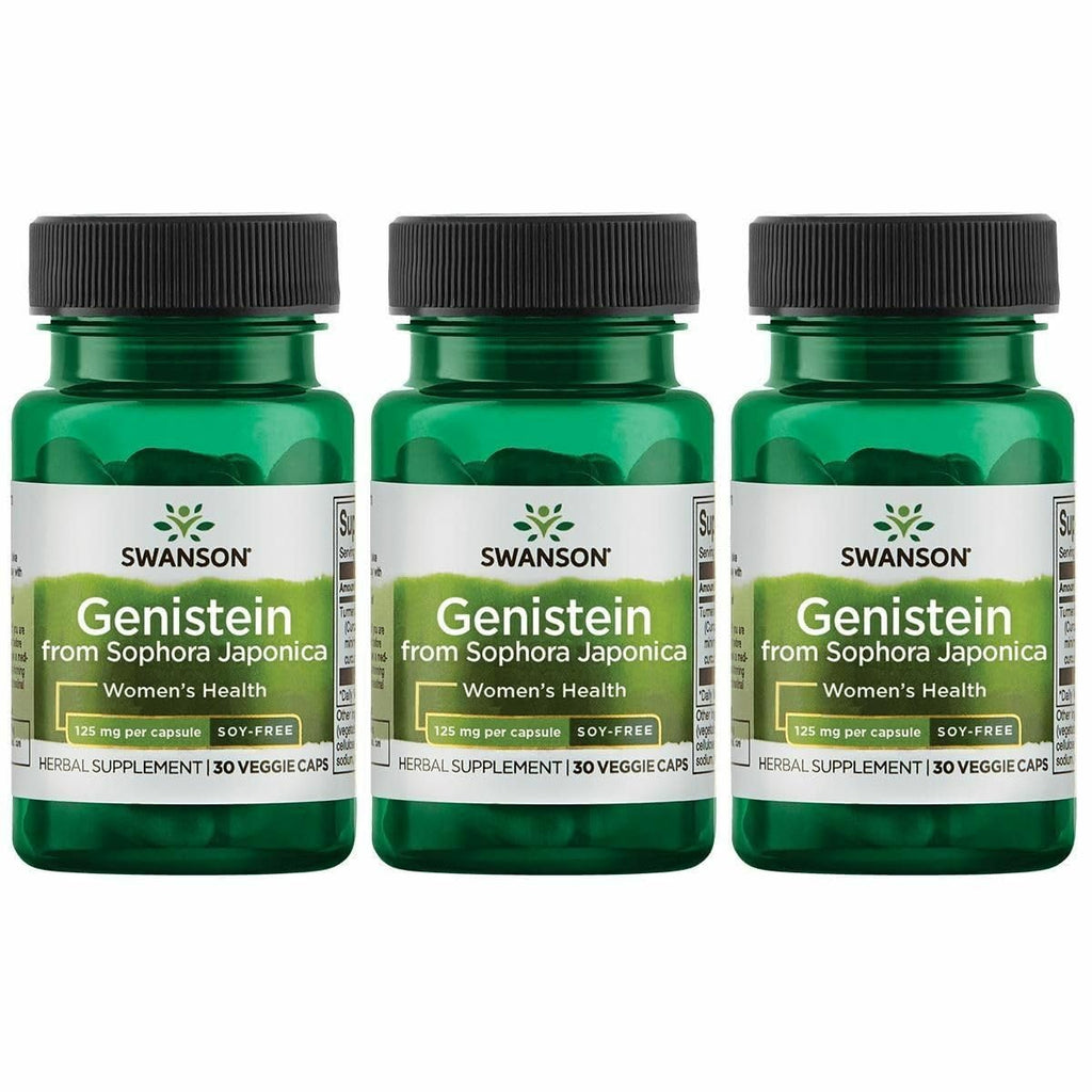 Swanson Soy-Free Genistein — Plant-Based Women’s Wellness Supplement (60 Veggie Capsules, 125 mg) 3 Pack