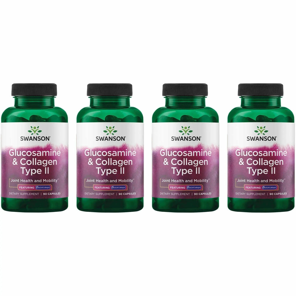 Swanson Glucosamine & Collagen Type II with BioCell – 90 Capsules (4 Pack)