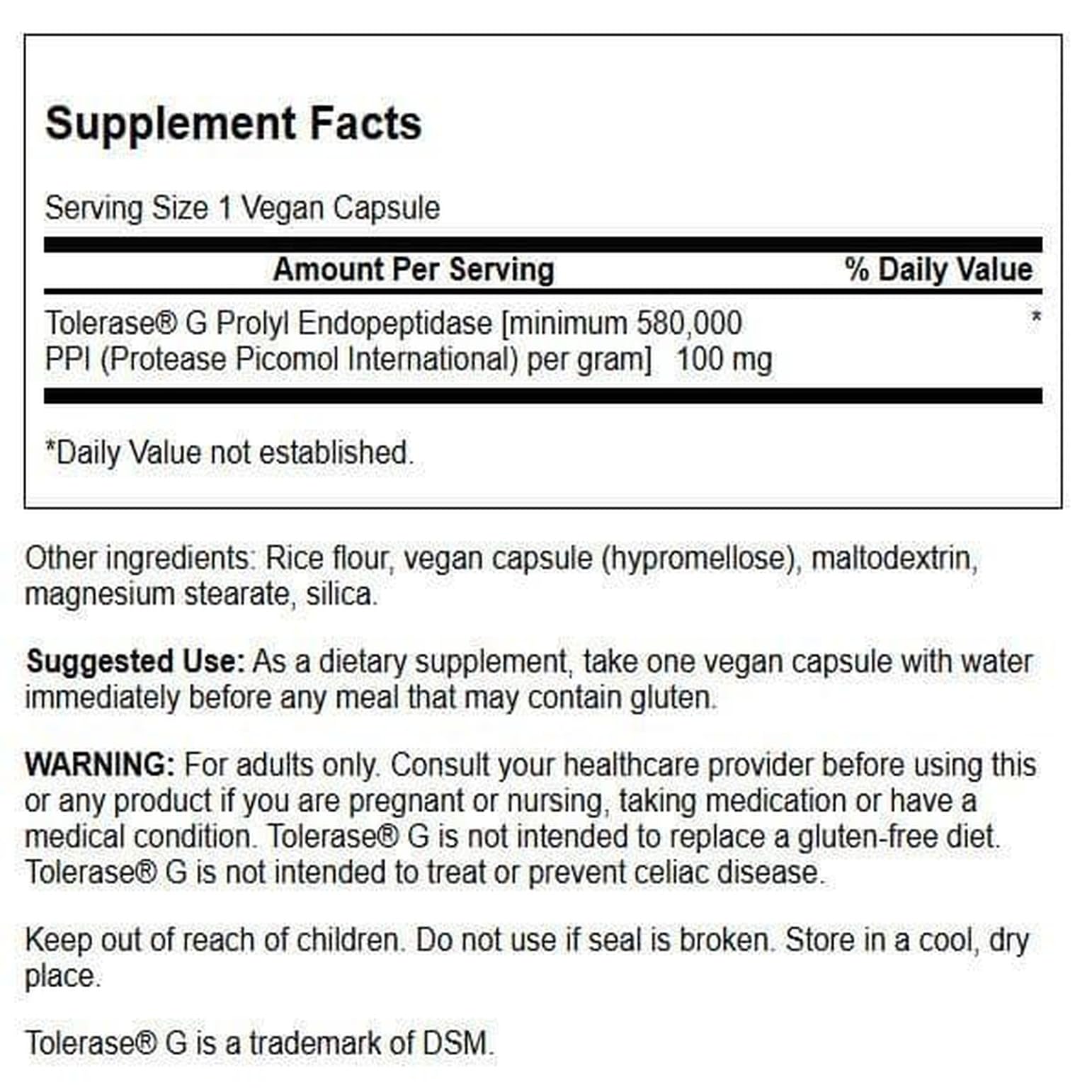 Swanson Gluten Rid with Tolerase G 100 mg | 90 Veg Capsules Enzyme