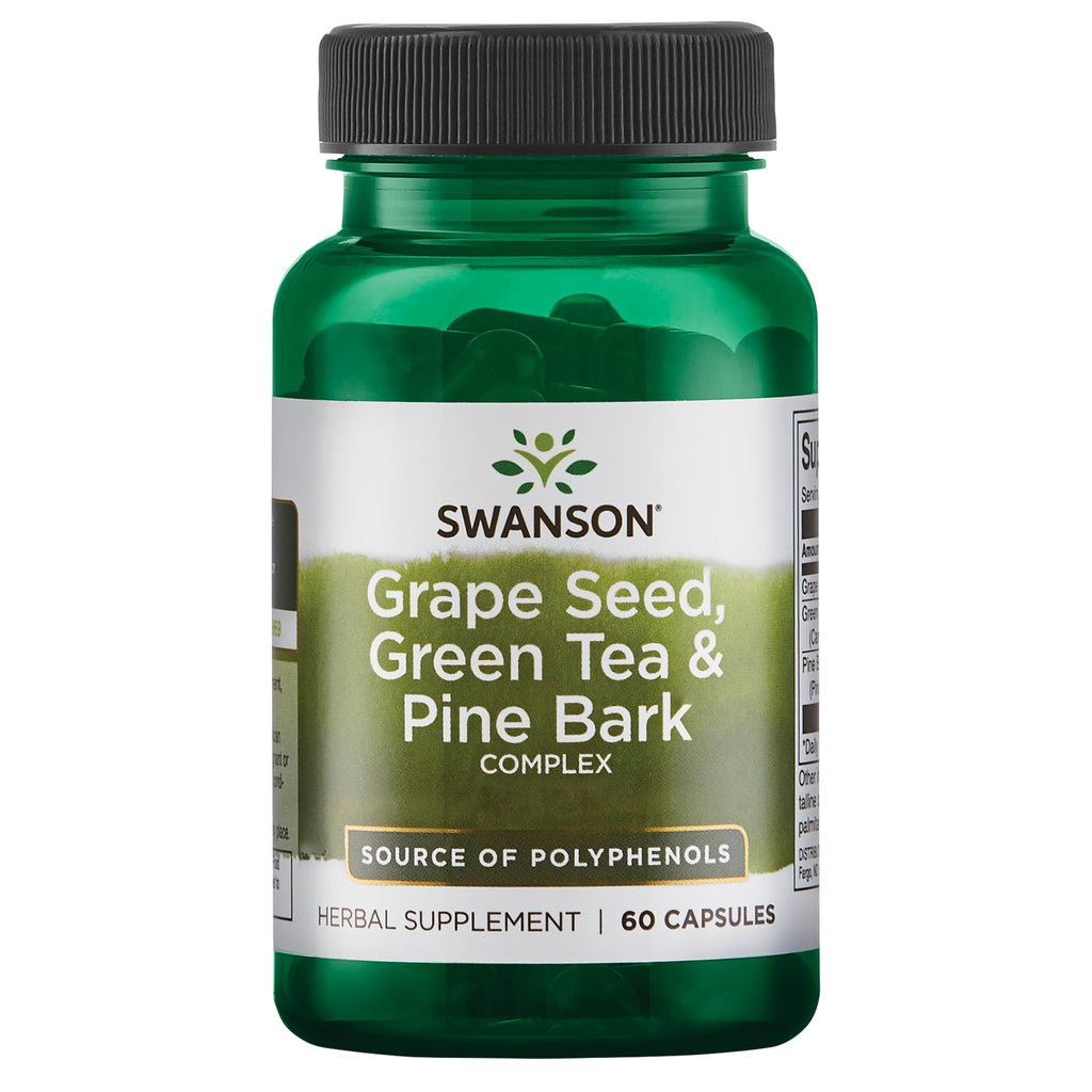 Swanson Grape Seed Green Tea & Pine Bark Complex - Antioxidant Support, 60 Capsules