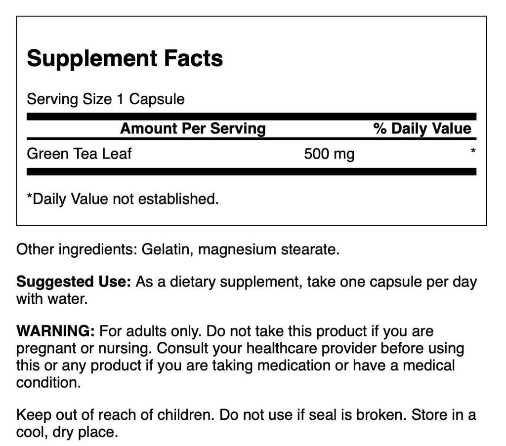 Swanson Green Tea 500 mg – 30 Capsules | Antioxidants & Vitality