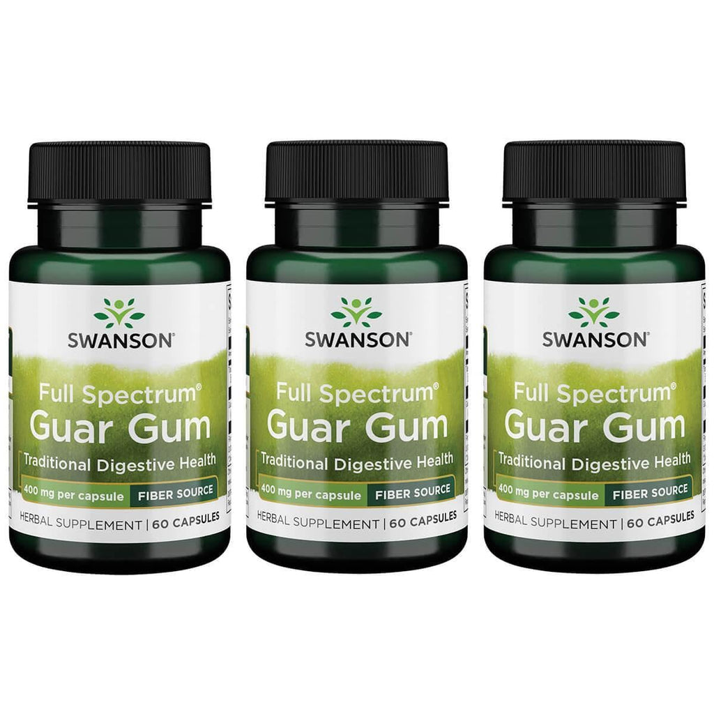 Swanson Full Spectrum Guar Gum 400 mg – 60 Caps (3 Pack) | Plant-Based Fiber