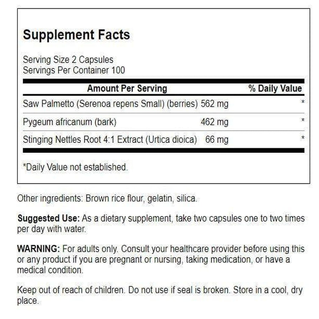 Swanson Herbal Prostate Complex - Men's Supplement - Pygeum, Saw Palmetto & Stinging Nettle - (200 Capsules) (3 Pack)