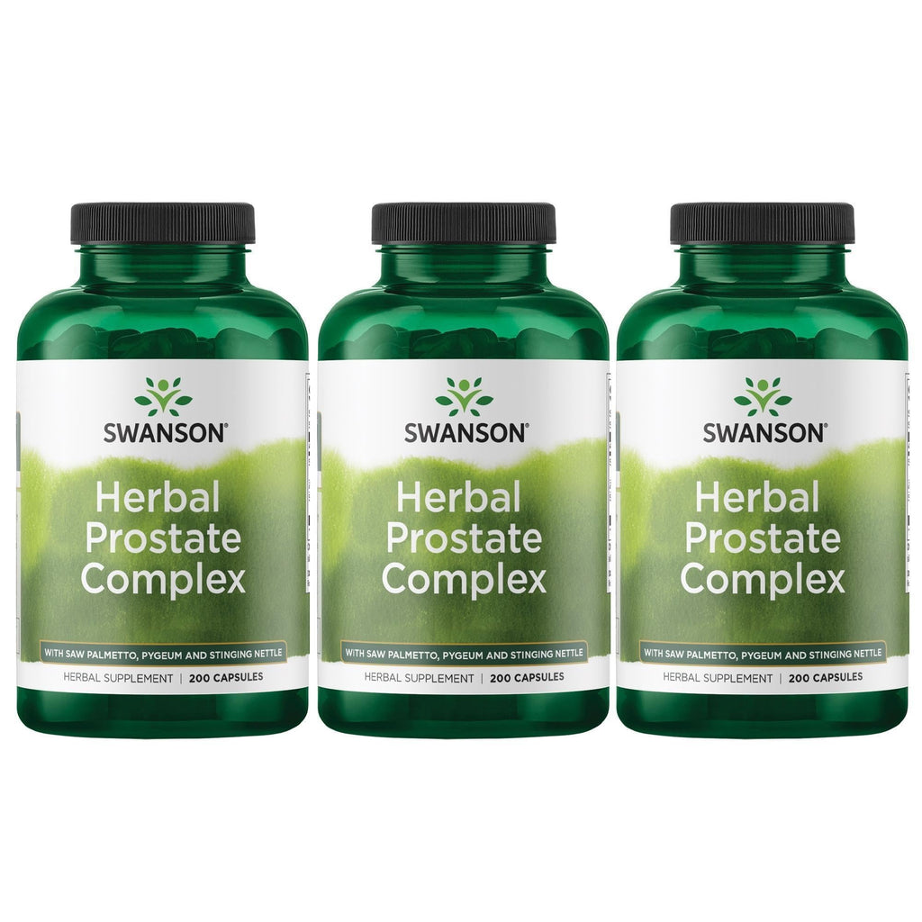 Swanson Herbal Prostate Complex - Men's Supplement - Pygeum, Saw Palmetto & Stinging Nettle - (200 Capsules) (3 Pack)