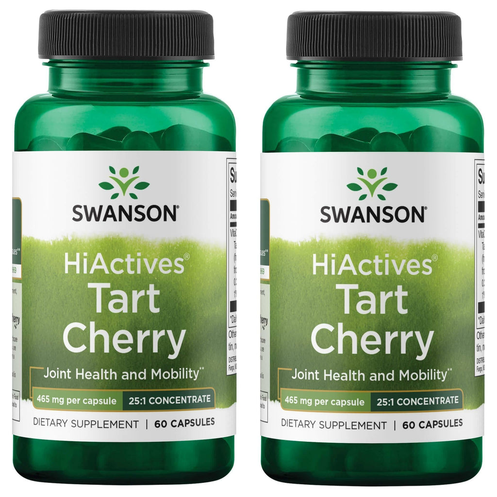 Swanson HiActives Tart Cherry - Natural Joint Health Supplement for Mobility & Flexibility (60 Capsules, 2 Pack, 465mg per Capsule)