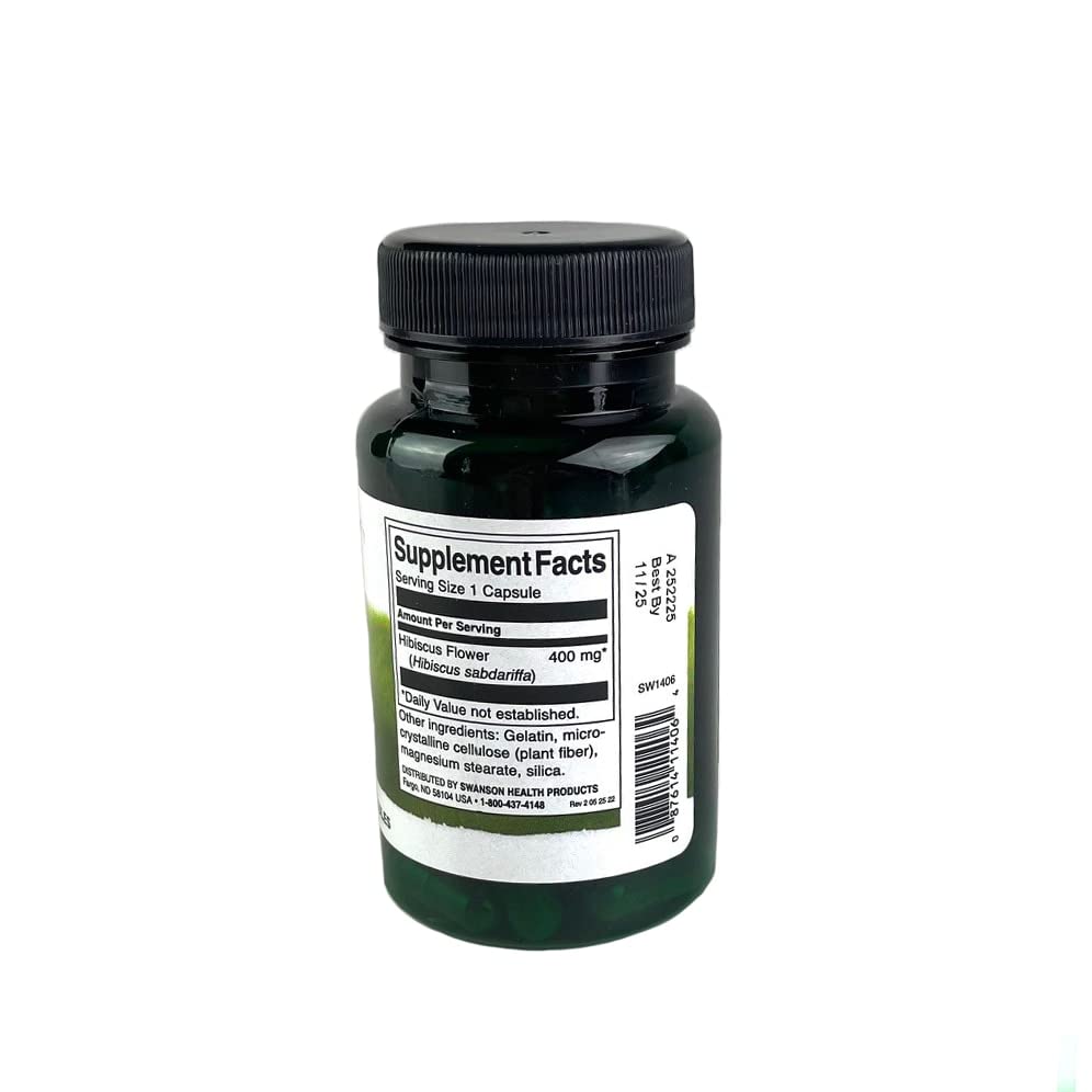 Swanson Full-Spectrum Hibiscus Flower - Heart Health Support (60 Caps, 400mg)