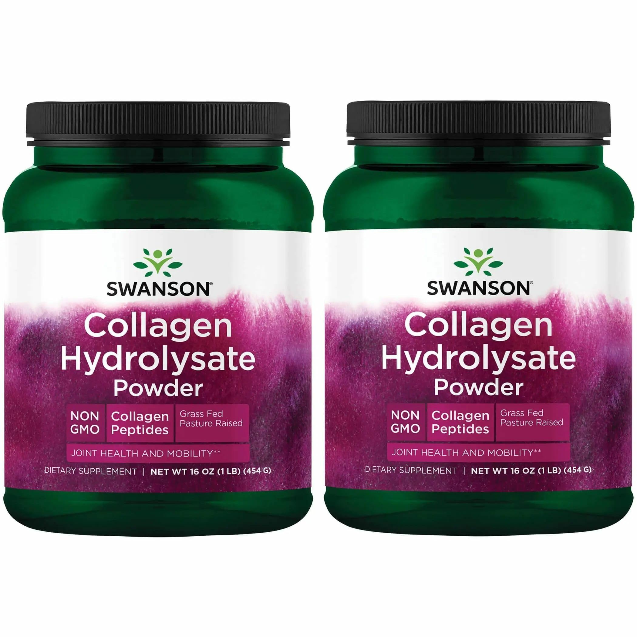 Swanson High Plains Collagen Hydrolysate Powder – Collagen Peptides Powder for Hair, Skin, Nails, Joint Health & Bone Support (1lb) 2 Pack