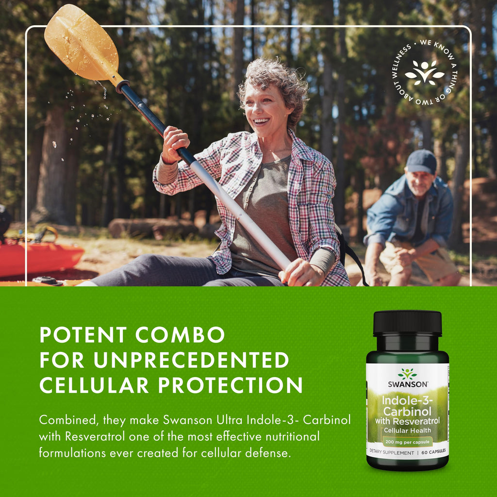 Swanson Indole-3-Carbinol with Resveratrol (I3C) - Cellular Protection & Hormone Balance - 60 Caps