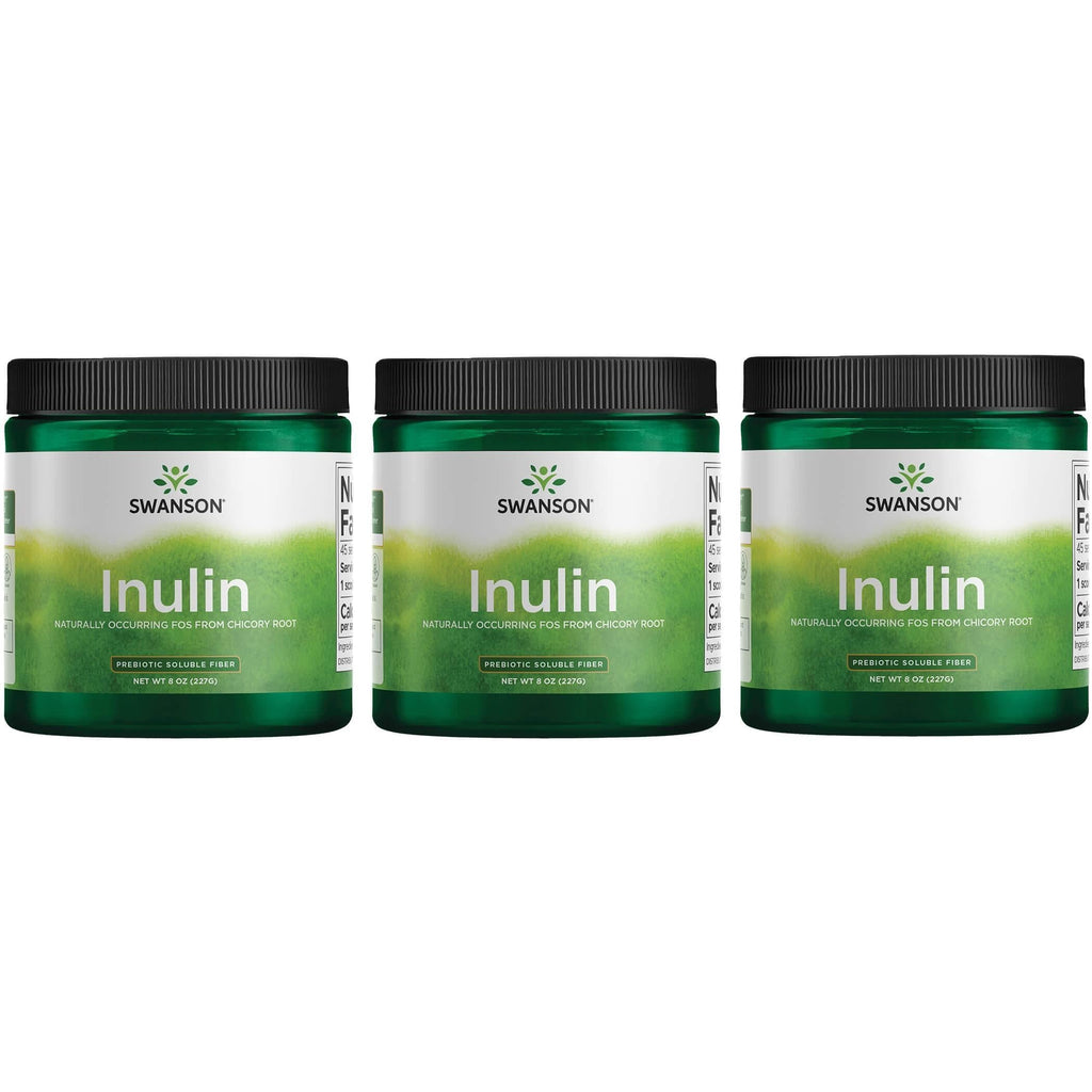 Swanson Inulin – Prebiotic Soluble Fiber Powder for Digestive Health | Chicory Root FOS (8 oz, 3 Pack)