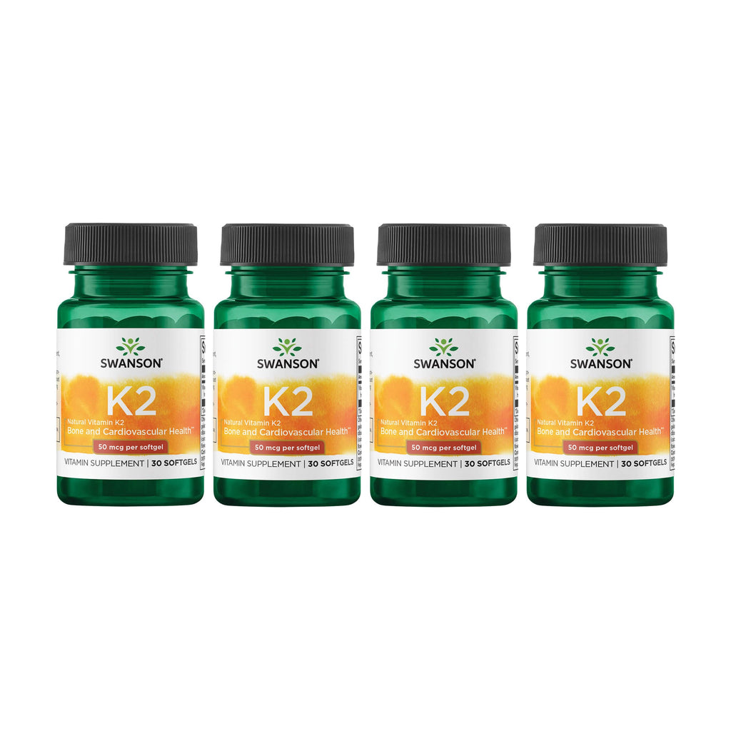 Swanson Natural Vitamin K2 (Menaquinone-7 from Natto) 50 mcg – 4 Pack, 120 Softgels