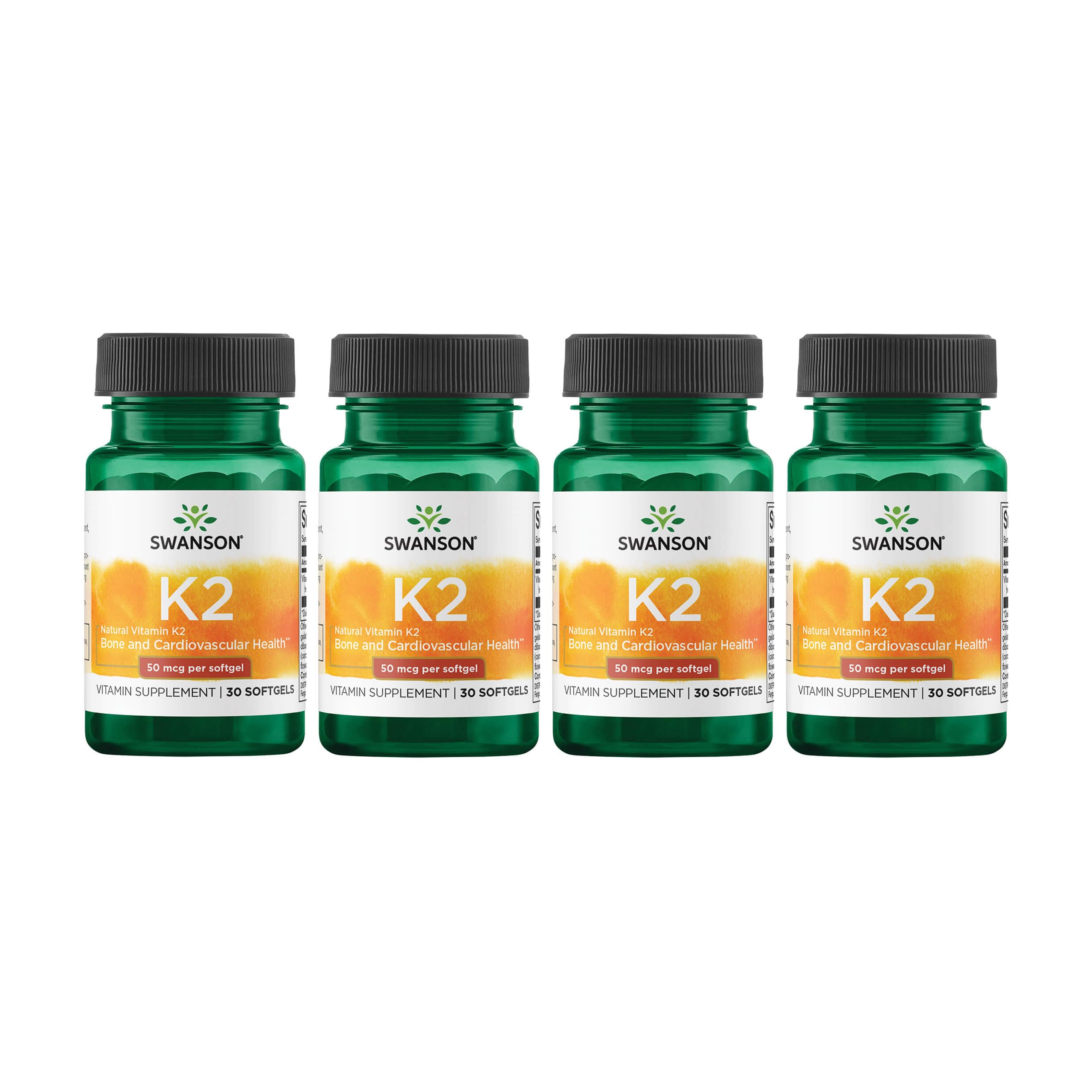 Swanson Natural Vitamin K2 (Menaquinone-7 from Natto) 50 mcg – 4 Pack, 120 Softgels