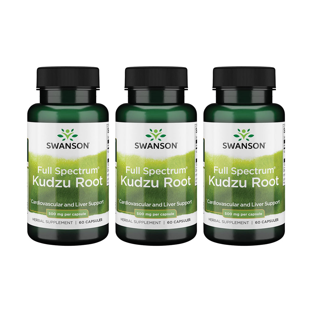 Swanson Full Spectrum Kudzu Root – Heart & Liver Health Support (60 Capsules, 500mg) – 3 Pack
