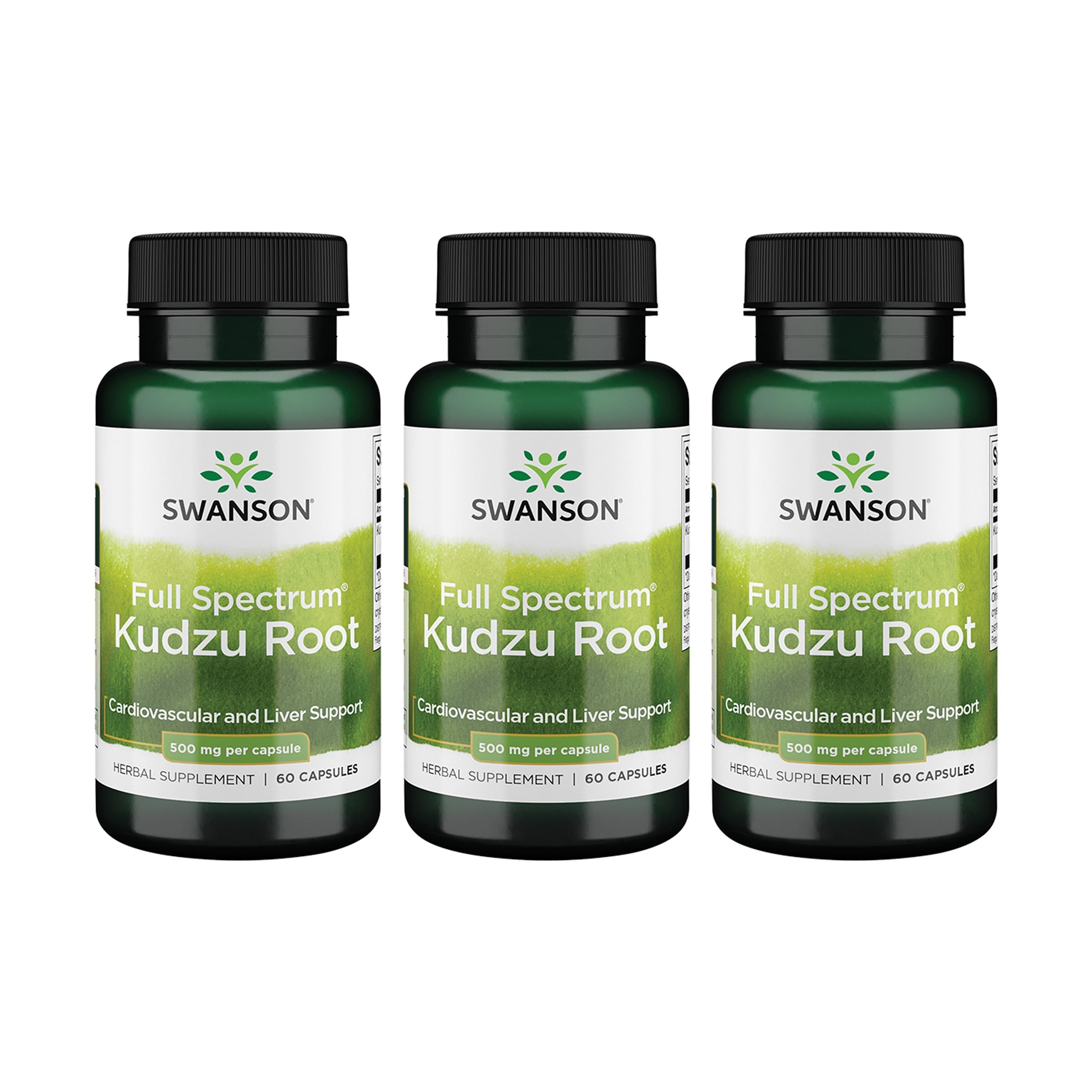 Swanson Full Spectrum Kudzu Root – Heart & Liver Health Support (60 Capsules, 500mg) – 3 Pack