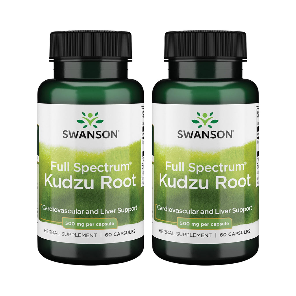 Swanson Full Spectrum Kudzu Root – Herbal Supplement for Heart & Liver Health – May Support Blood Pressure & Cholesterol – 60 Capsules 500 mg – 2 Pack