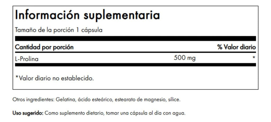 Swanson L-Proline 500 mg — Collagen & Connective Tissue Support, 100 Capsules