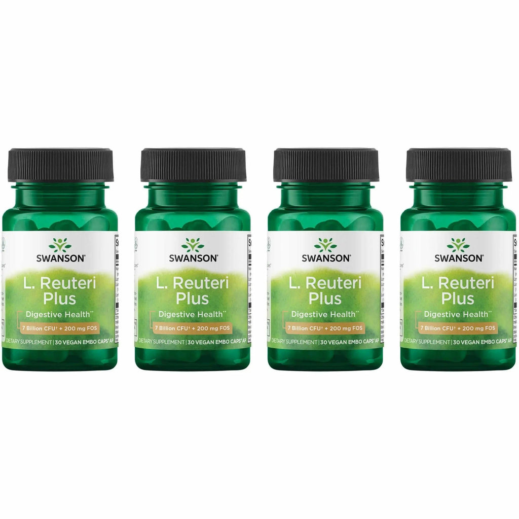 Swanson L. Reuteri Probiotic Plus with L. Rhamnosus, L. Acidophilus & FOS Prebiotic – 7B CFU per Capsule, 30 Veggie Capsules (4 Pack)