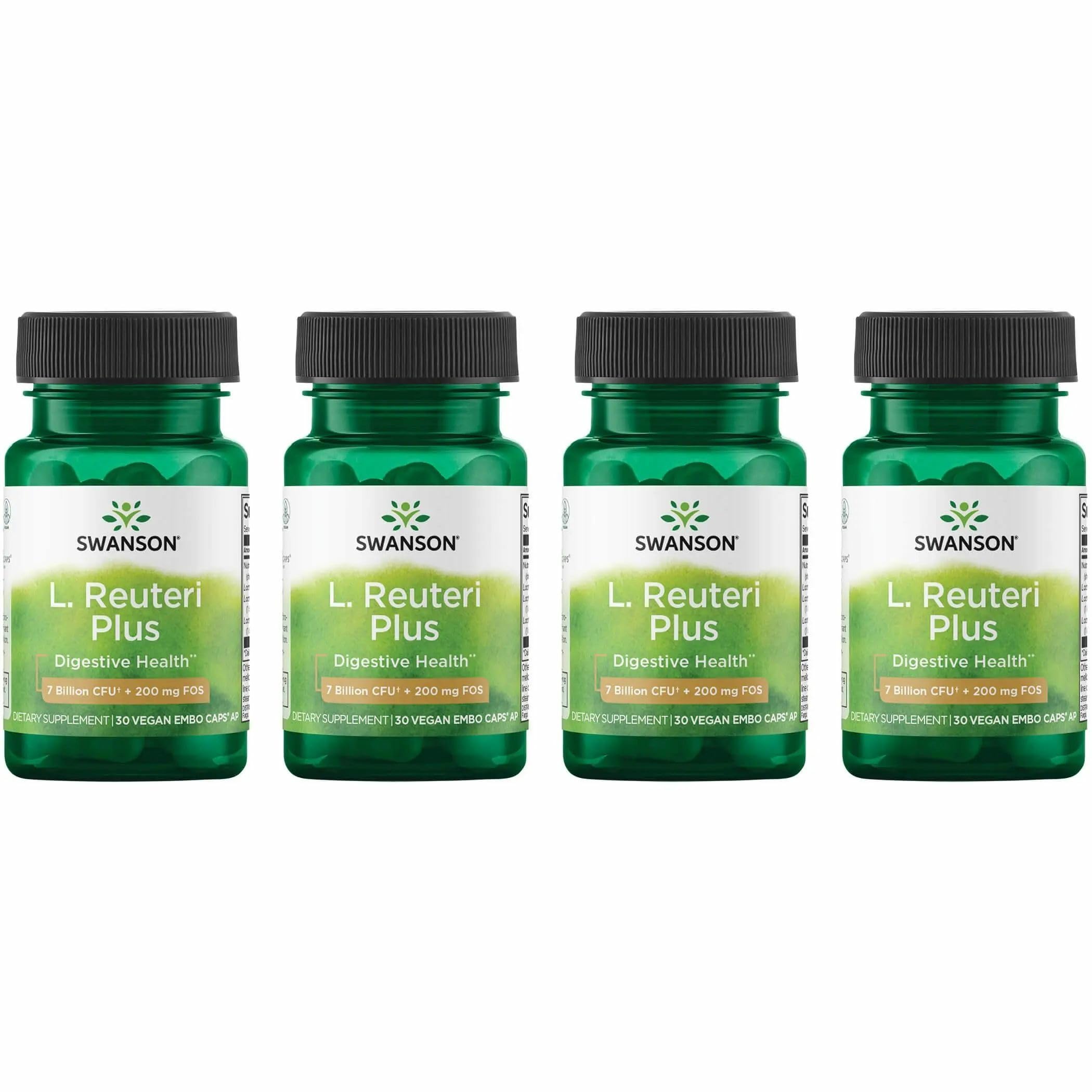 Swanson L. Reuteri Probiotic Plus with L. Rhamnosus, L. Acidophilus & FOS Prebiotic – 7B CFU per Capsule, 30 Veggie Capsules (4 Pack)