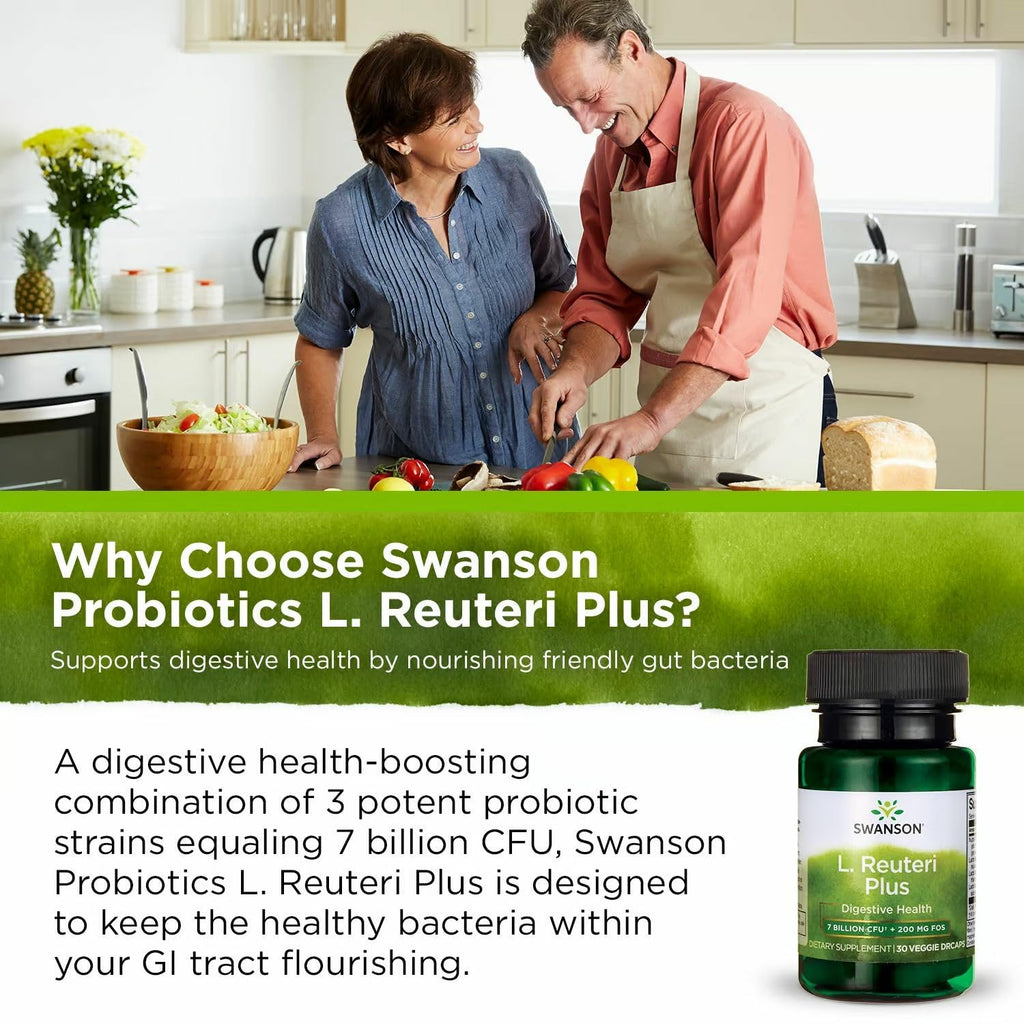 Swanson L. Reuteri Probiotic Plus 7B CFU - 30 Veggie Capsules (2 Pack)