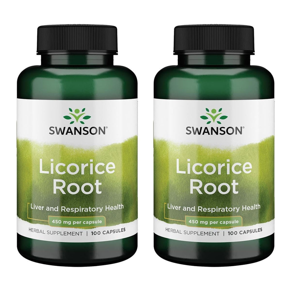 Swanson Licorice Root 450 mg 100 Caps (2 Pack) - Digestive & Liver Support