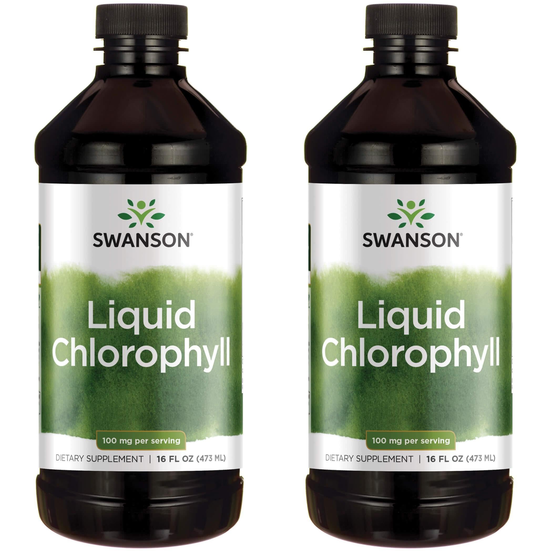 Swanson Liquid Chlorophyll - Water-Soluble Chlorophyll from Alfalfa Leaf - Immune Support & Natural Energy - 16 oz Bottle (2 Pack)