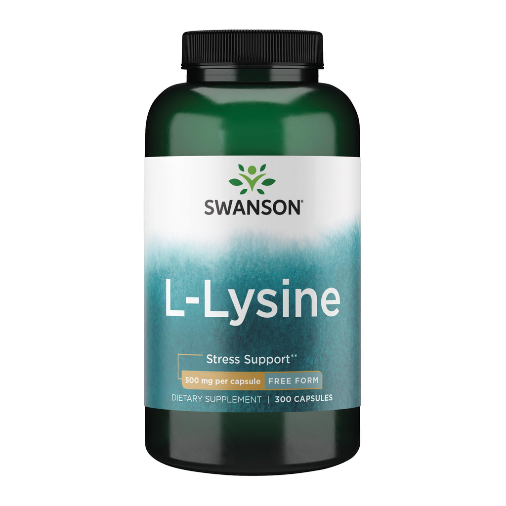 Swanson Free Form L-Lysine 500 mg – 300 Capsules | Stress Support & Nervous System Health