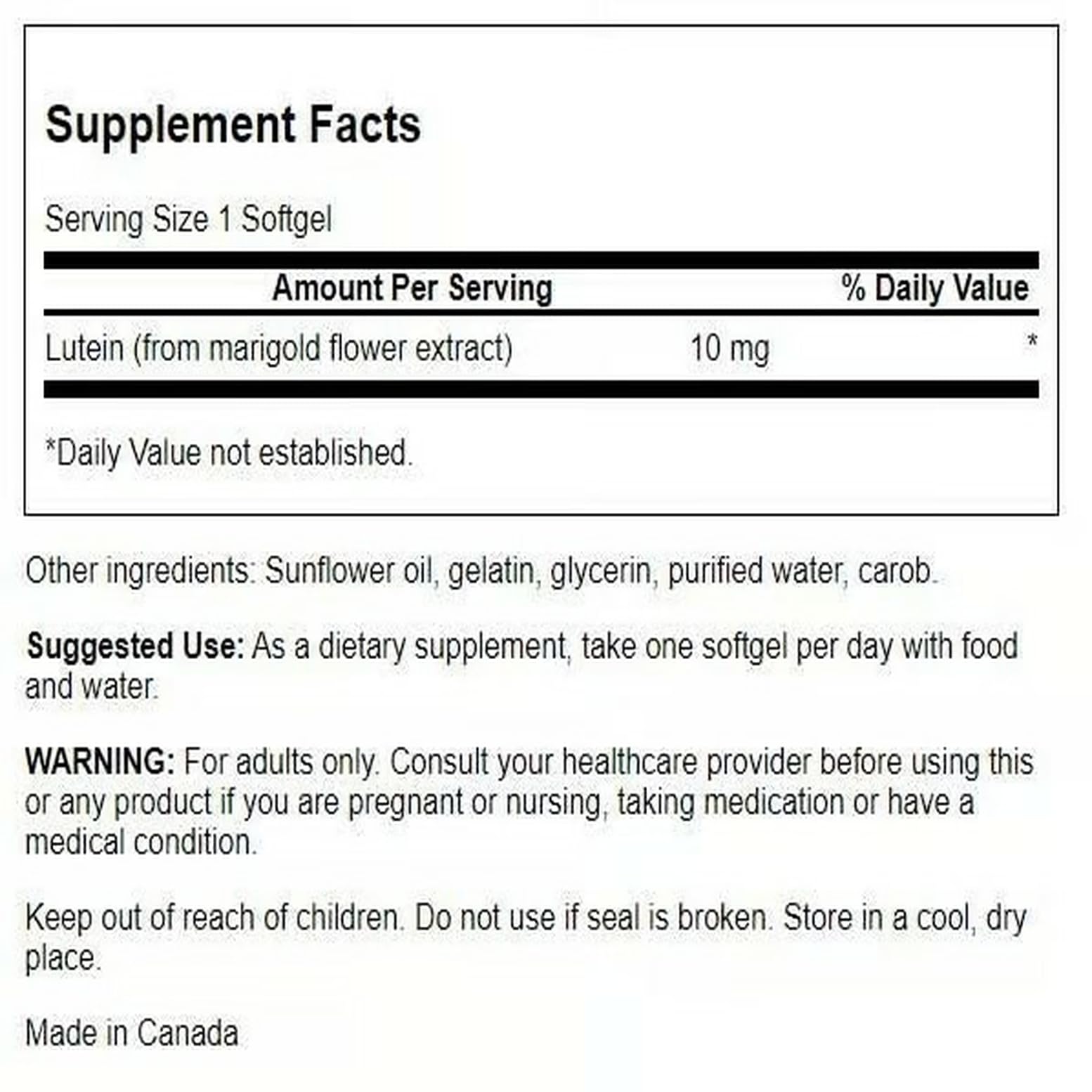 Swanson Lutein 10 mg 60 Sgels (2 Pack) | Vision Support