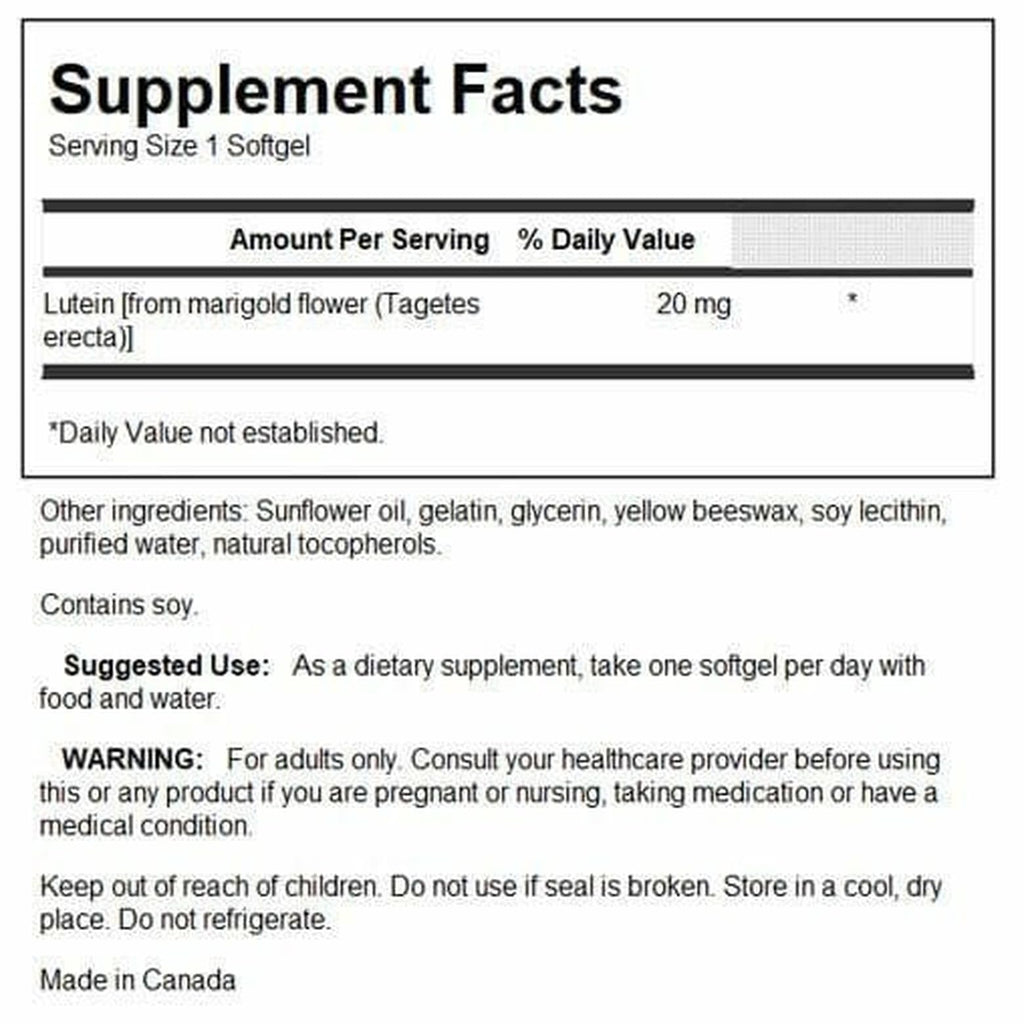 Swanson Lutein 20 mg – 60 Sgels | Vision Support & Eye Health