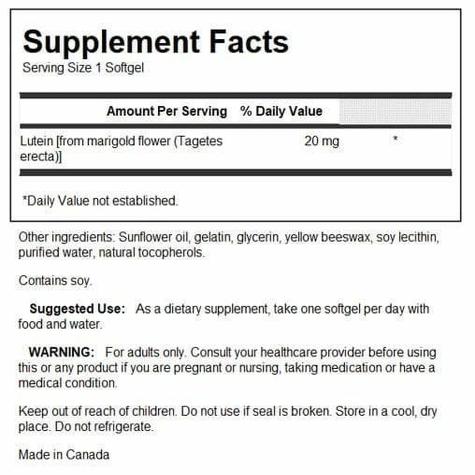 Swanson Lutein 20 mg – 60 Sgels | Vision Support & Eye Health