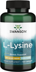 Swanson Amino Acid Free-Form L-Lysine 500 mg - 100 Capsules