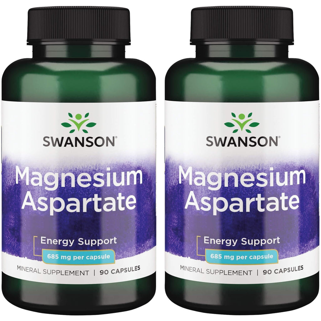 Swanson Magnesium Aspartate 685 mg 90 Caps (2 Pack) – Magnesium Supplement