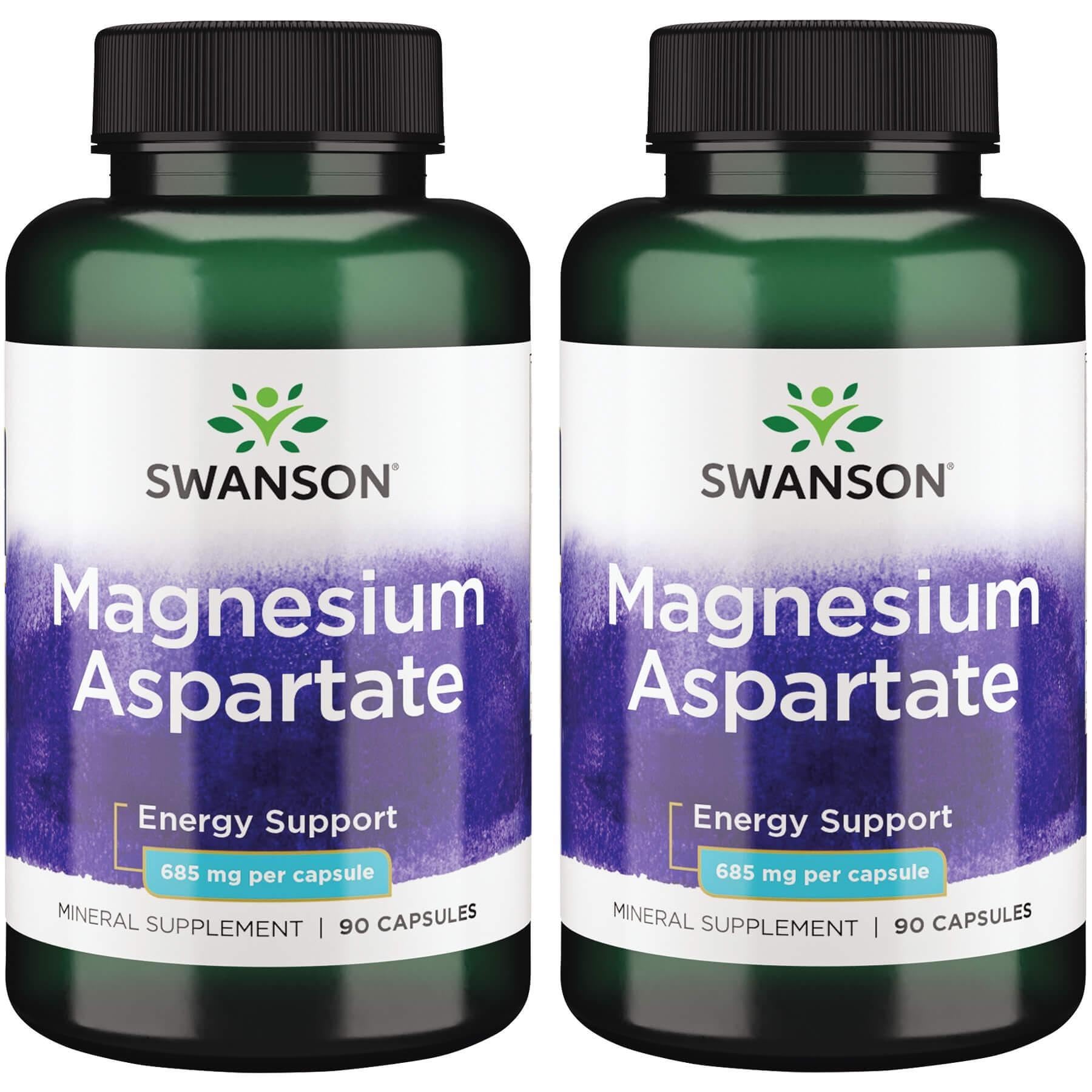 Swanson Magnesium Aspartate 685 mg 90 Caps (2 Pack) – Magnesium Supplement
