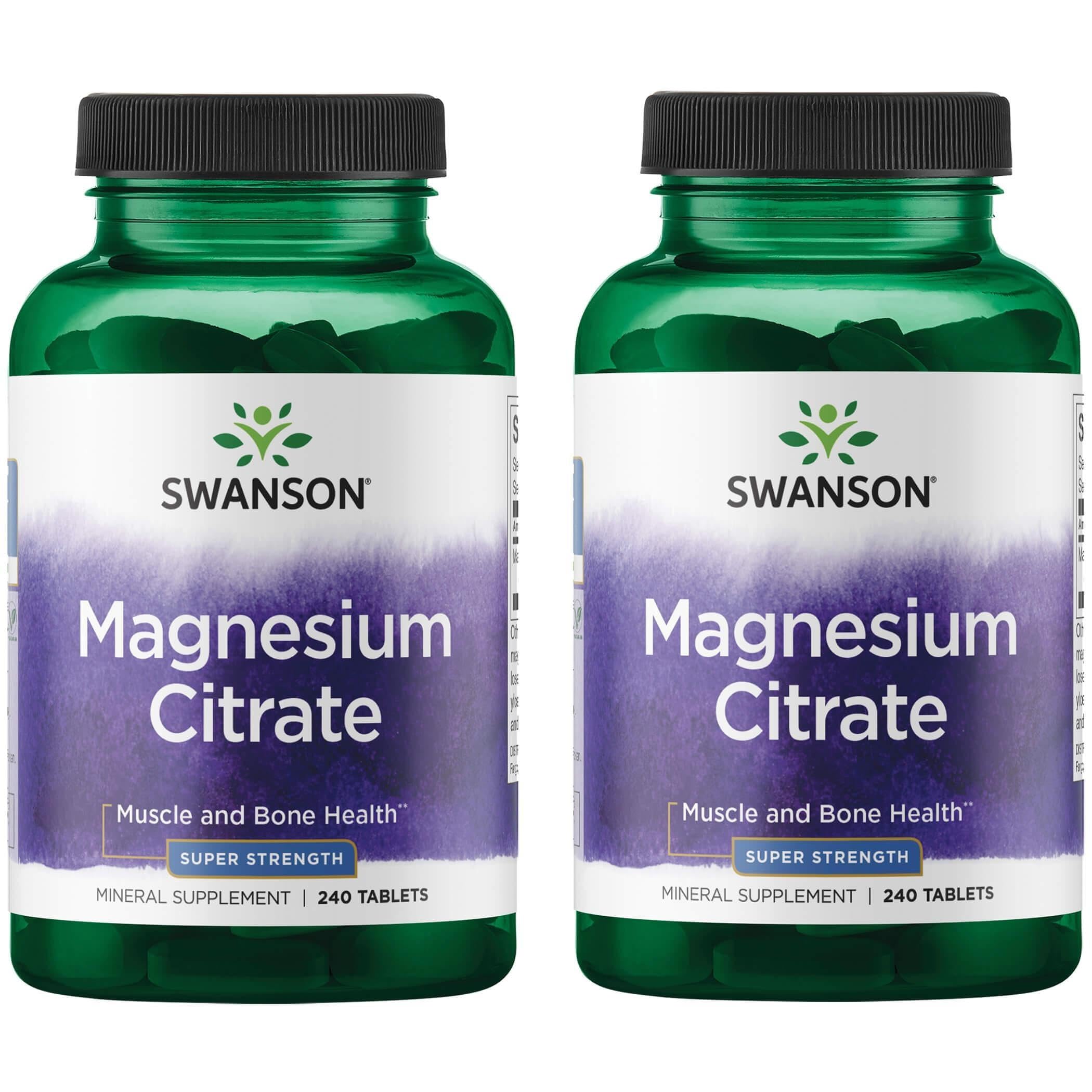 Swanson Super-Strength Magnesium Citrate 112.5 mg – 240 Tabs (2 Pack)