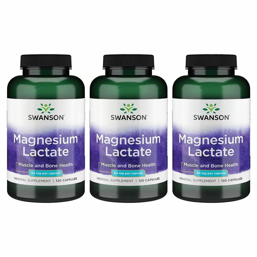 Swanson Magnesium Lactate – Gentle Lactate Magnesium for Muscle & Bone Support | 3 Pack