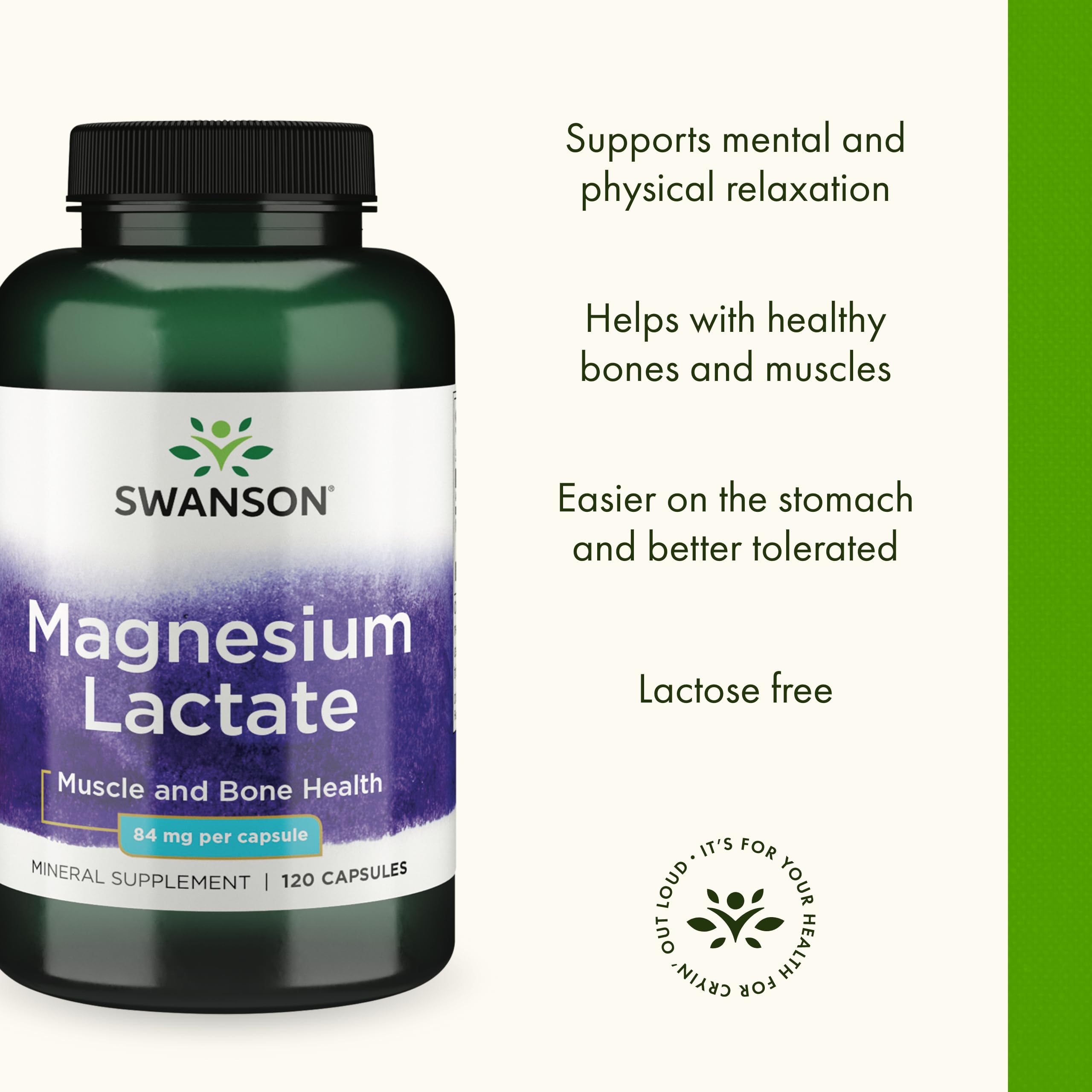 Swanson Magnesium Lactate – Gentle Lactate Magnesium for Muscle & Bone Support | 3 Pack