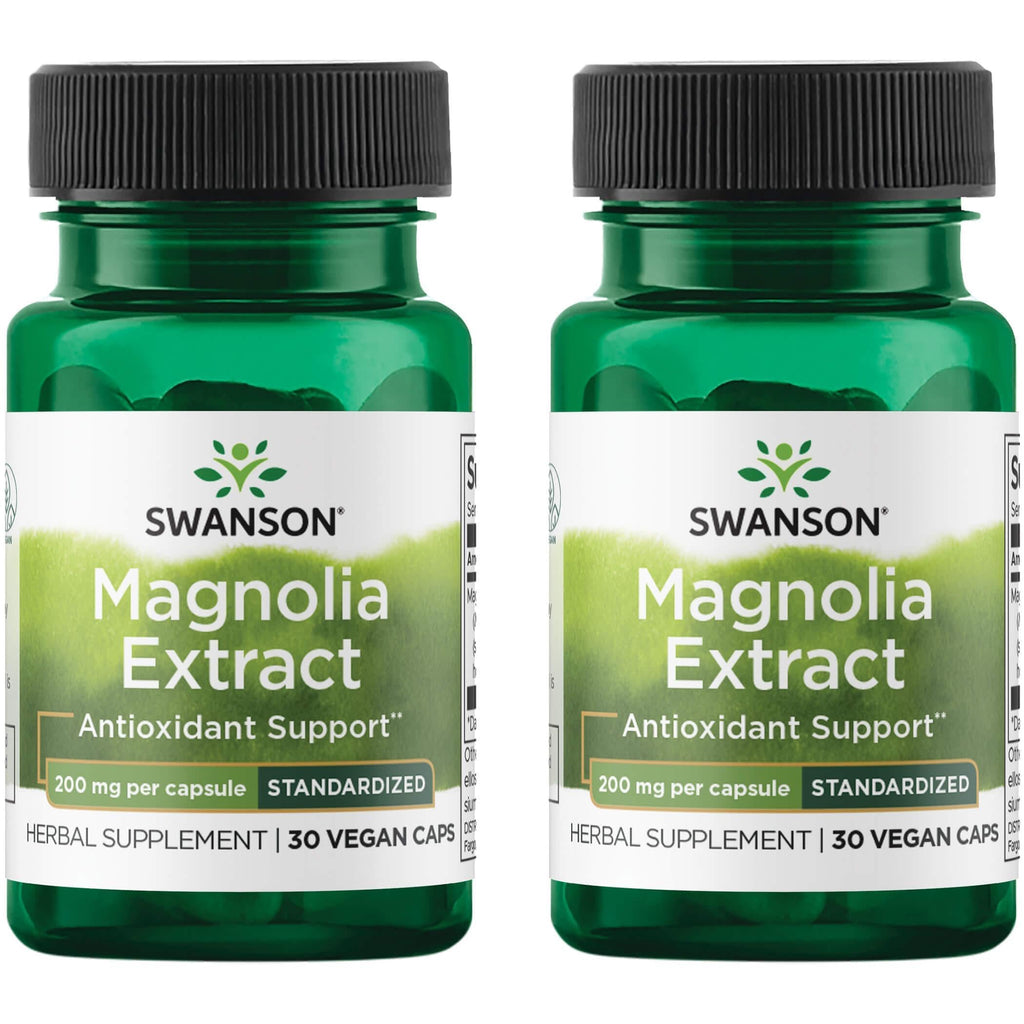 Swanson Magnolia Bark Herbal Supplement – Digestive & Nervous System Support (30 Veggie Capsules, 200mg) 2 Pack