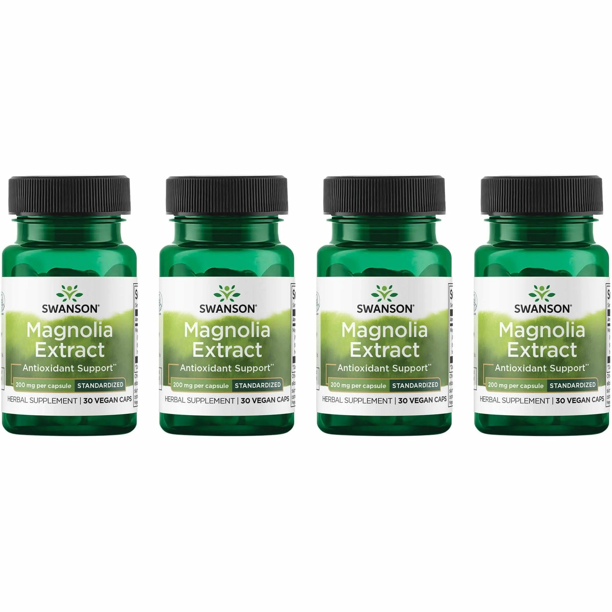 Swanson Magnolia Bark Herbal Supplement – Nervous System & Digestive Support (30 Veggie Capsules, 200mg) 4 Pack