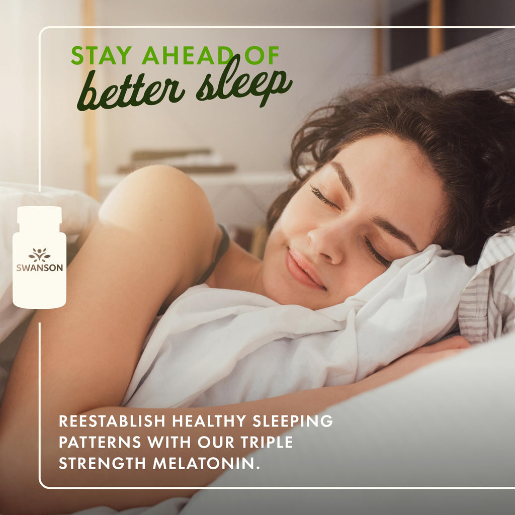 Swanson Triple Strength Melatonin 10mg - Sleep Support (Pack of 2, 60 Capsules)