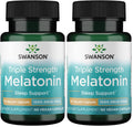 Swanson Triple Strength Melatonin 10mg - Sleep Support (Pack of 2, 60 Capsules)