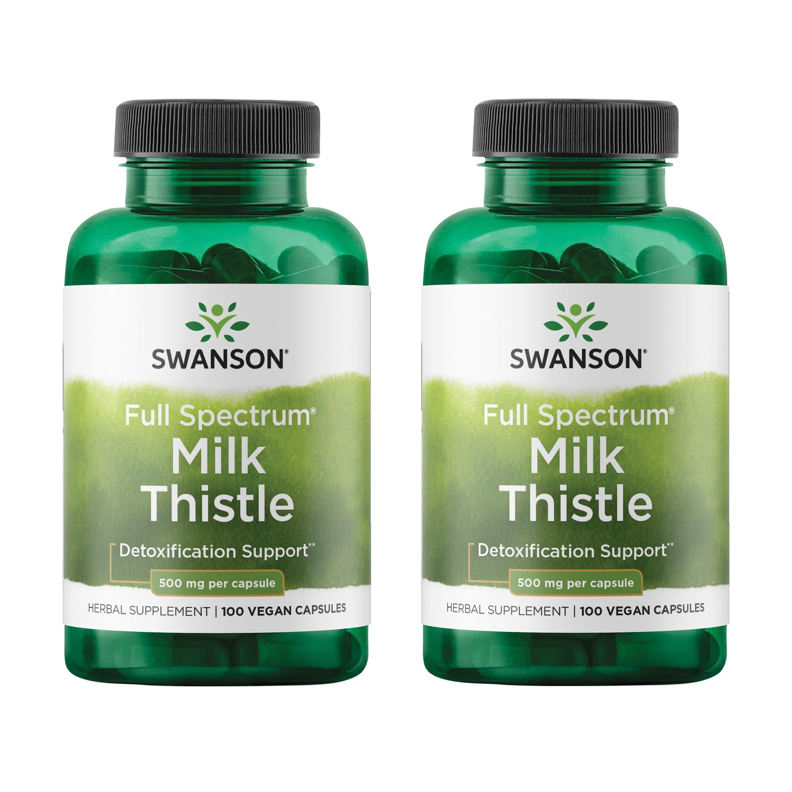Swanson Milk Thistle - Herbal Liver Support, 500 mg per Serving, 2 Pack (100 Capsules)