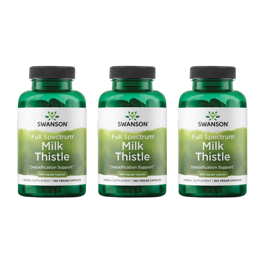 Swanson Milk Thistle - Herbal Liver Support (100 Capsules, 500mg) 3-Pack