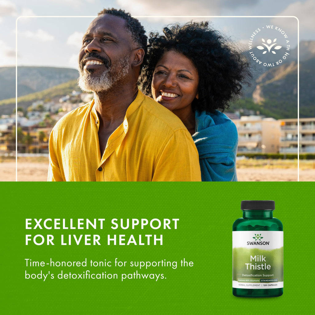 Swanson Milk Thistle (Standardized) - 120 Capsules | Liver Support, 2 Pack